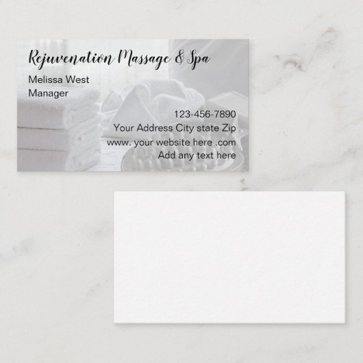高級な美しいマッサージ及びスパ 名刺 (正面/裏面)