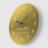 高級な金ゴールドグリッターパーソナライズされた名キッチン ラージ壁時計 (傾斜)