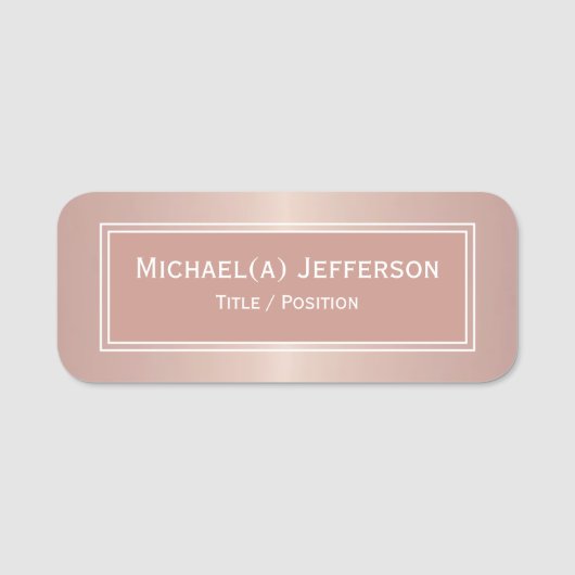 高級アイキャッチバラ金ゴールドメタリックピンクモダン 名札 (正面)