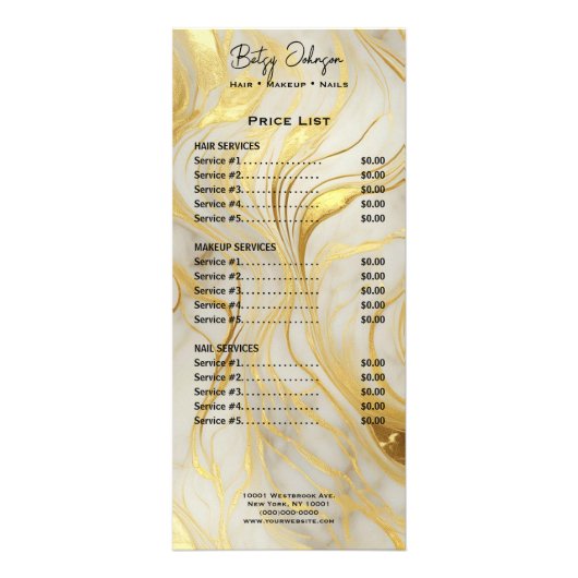 高級アイボリーと金ゴールド大理石ラックカードの価格表 ラックカード (正面)