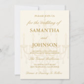 高級アイボリーのクラシカルな舞踏会の結婚式招待状 招待状 (正面)