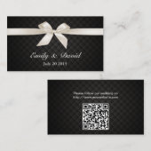 高級アイボリー結婚リボンのWebサイト挿入カード エンクロージャーカード (正面/裏面)