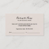 高級アイボリー金ゴールドグリッターサロンギフト券 割引カード (裏面)