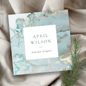 高級アエレガントアクアデュスキーブルー金ゴールドアゲイトGEODE SQ スクエア名刺