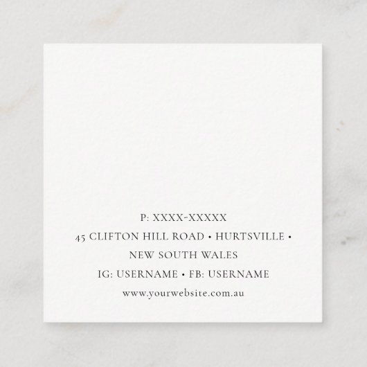 高級アエレガントアクアデュスキーブルー金ゴールドアゲイトGEODE SQ スクエア名刺 (裏面)