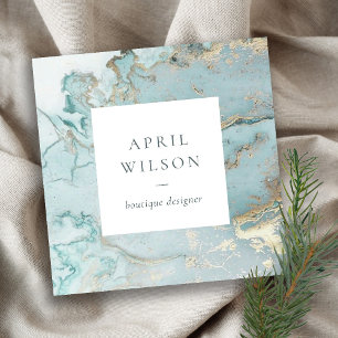 高級アエレガントクアダスキーブルー金ゴールドアゲートGEODE SQ スクエア名刺