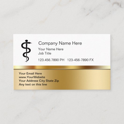高級アスクレピウス・ロッド医療ビジネスカード 名刺 (正面)