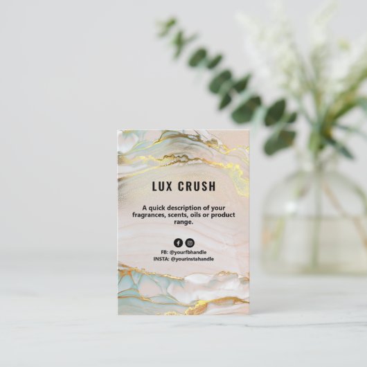 高級アルコールインク製品価格リストカード 名刺 (スタンド正面)