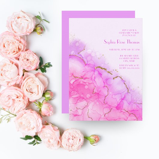 高級アルコールインク金ゴールドグリッターエレガント卒業 招待状