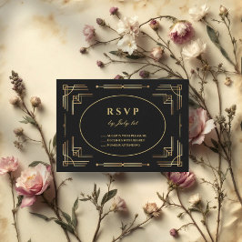 高級アールデコエレガント対応モダンカード 出欠カード