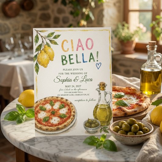 高級イタリアンピザとオリーブオイルのチャオベッラ 招待状