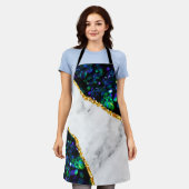 高級インテリアマーブルストーングリッタービーチタオル エプロン (着用した状態)