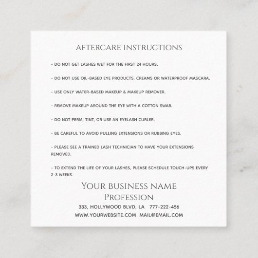 高級ウイエレガントクウィンクまぶしメイクアップ目アフターケアlo ロイヤリティカード (裏面)