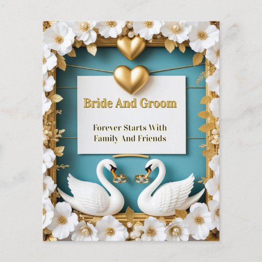 高級ウェディング装飾の白鳥の結婚式フレーム ✨ チラシ (正面)