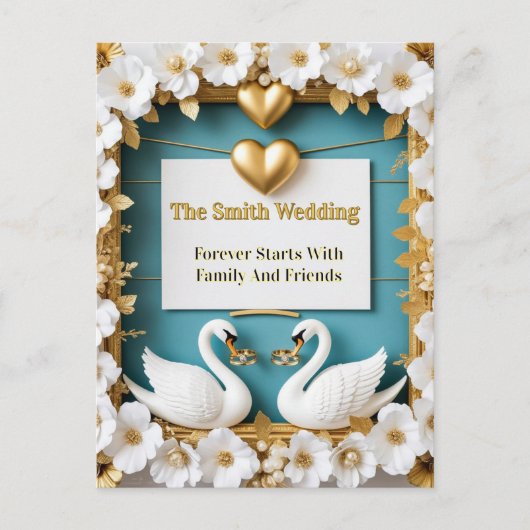 高級ウェディング装飾の白鳥の結婚式フレーム ✨ ポストカード (正面)