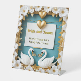 高級ウェディング装飾の白鳥の結婚式フレーム ✨ 台座サイン