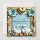 高級ウェディング装飾の白鳥の結婚式フレーム ✨ 招待状 (裏面)