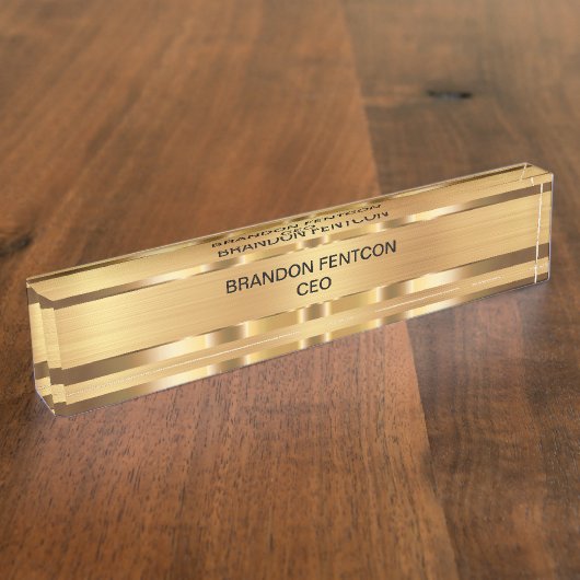 高級エグゼクティブギフトネームプレートモノグラム デスクネームプレート (側面)