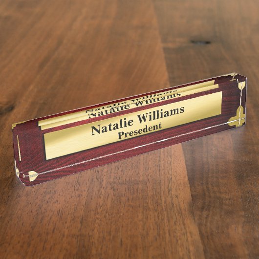 高級エグゼクティブギフト金ゴールド デスクネームプレート (側面)