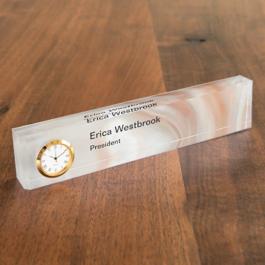 高級エグゼクティブ·モノグラエレガントム·ストーン·ルック デスクネームプレート (側面)