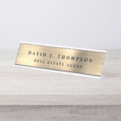 高級エグゼクモダンティブ金ゴールドプロフェッショナル デスクネームプレート (正面)