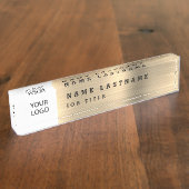 高級エグゼクモダンティブ金ゴールドプロフェッショナル デスクネームプレート (側面)