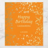 高級エジプト金ゴールドふりかけオレンジ誕生日 ワインラベル (シングルラベル)