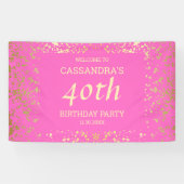 高級エジプト金ゴールドふりかけピンク誕生日 横断幕 (横)