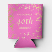 高級エジプト金ゴールドふりかけピンク誕生日 缶クーラー (正面)