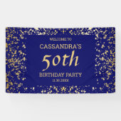 高級エジプト金ゴールドスプリンクラーズネイビーブルー誕生日 横断幕 (横)