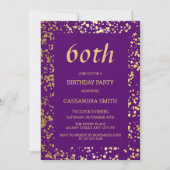 高級エジプト金ゴールドスプリンクラーズパープル誕生日 招待状 (正面)