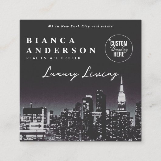 高級エテ実在ートビジネスロゴ写真QRコード スクエア名刺 (正面)