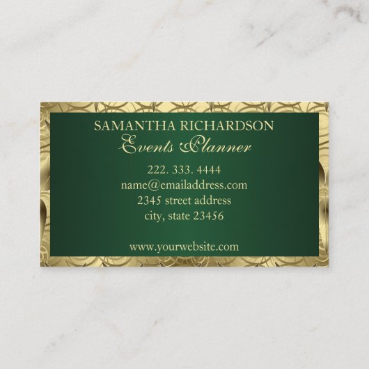 高級エメユニークラルドと金ゴールド幾何学模様 名刺 (裏面)