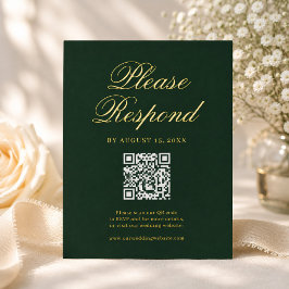 高級エメラドグリーンの伝統的な結婚式RSVPカード 箔招待状ポストカード