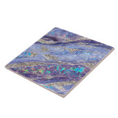 高級エレガントオパール大理石パープルシルバーグリッター タイル (側面)