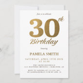 高級エレガントクラシックフェイク金ゴールド30歳の誕生日 招待状 (正面)