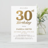高級エレガントクラシックフェイク金ゴールド30歳の誕生日 招待状 (スタンド正面)