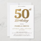 高級エレガントクラシックフェイク金ゴールド50歳の誕生日 招待状 (正面)