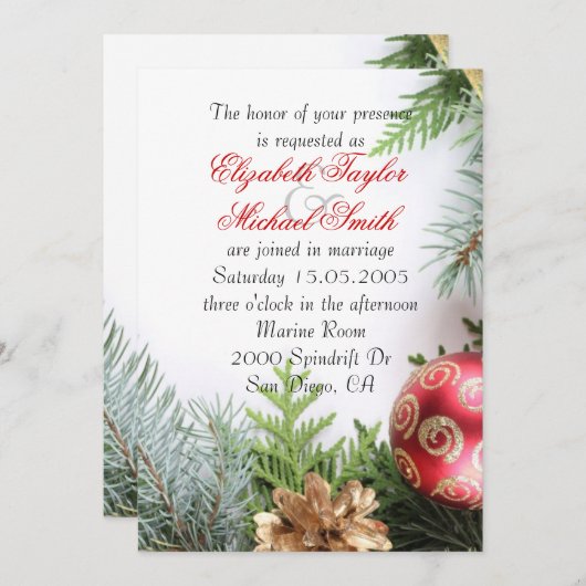 高級エレガントクリスマスウィンターウェディング招待状 招待状 (正面/裏面)