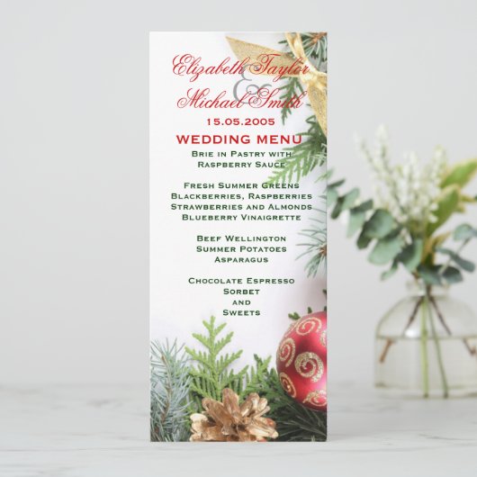 高級エレガントクリスマスウィンターウエディングメニュー メニュー (スタンド正面)