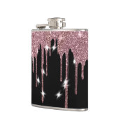 高級エレガントグリッターフェイクピンクローズドリップ フラスク (左)