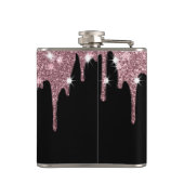 高級エレガントグリッターフェイクピンクローズドリップ フラスク (裏面)