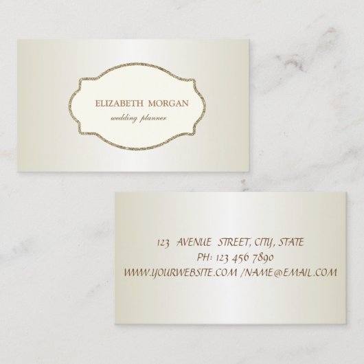 高級エレガントグリッター金ゴールドフレーム 名刺 (正面/裏面)