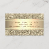 高級エレガントグリッター、金ゴールドストライプ、ブルーロータス 名刺 (裏面)