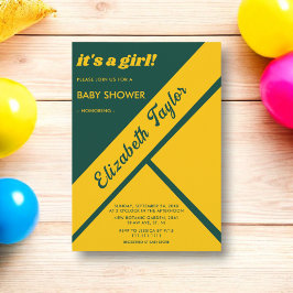 高級エレガントグリーンと金ゴールドデリケートな赤ちゃんシャワー 招待状