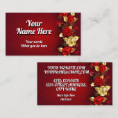 高級エレガントゴールデンレッドローズ 名刺 (正面/裏面)