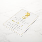 高級エレガントゴールドフォイル海軍シーホース結婚ズ 箔招待状 (回転した状態)