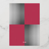 高級エレガントシルバースクリプトマゼンタフレー結婚ム 箔招待状 (裏面)