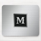 高級エレガントシルバーメタルモノグラムの マウスパッド (正面)