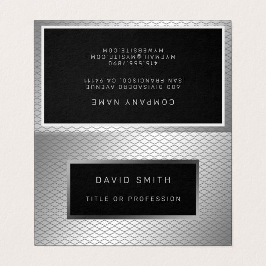 高級エレガントシルバーメタル 名刺 (外部フラット)